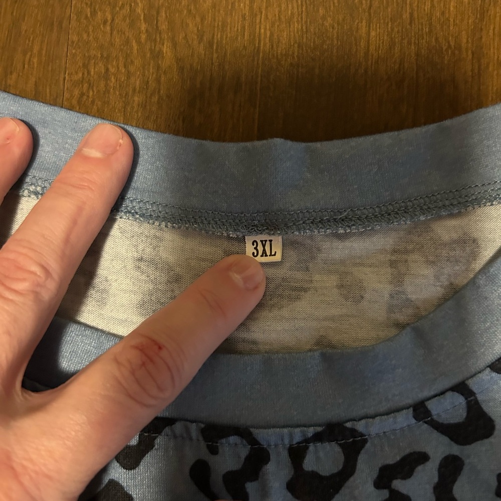 Blue Leopard Print Top 3XL